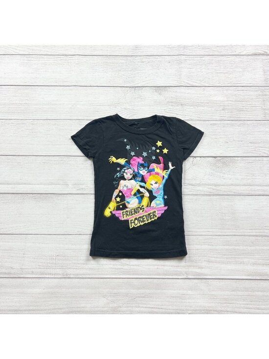 Justice League Other - Justice League Girls Superhero T-Shirt Friends Forever Black Short Sleeve XS